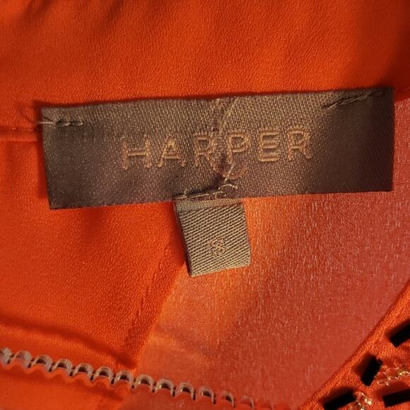 HARPER BRIGHT ORANGE TOP W/ BEADING SZ S - Picture 2 of 7